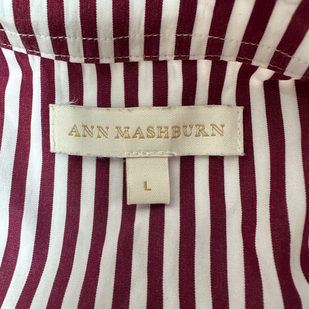 ANN MASHBURN PAULINA POPOVER RASPBERRY STRIPED SHIRT SIZE L - Picture 7 of 8